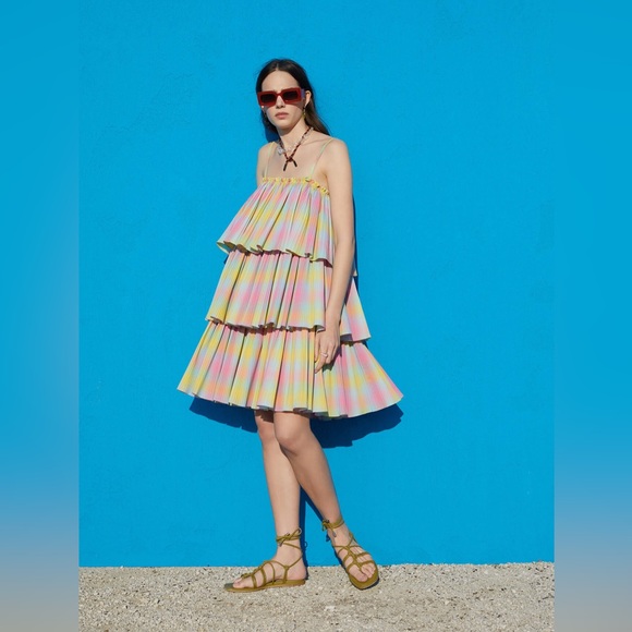 Beatrice B Square Neck Tiered Dress Anthropologie - Picture 16 of 16